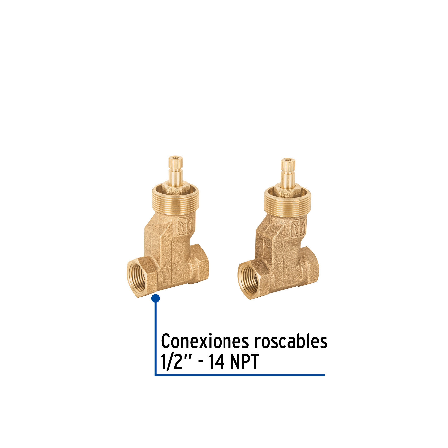 Juego 2 llaves regadera de bronce empotrar Roscables
