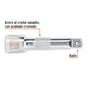 Extension de 3" para matraca para dados cuadro 3/8"