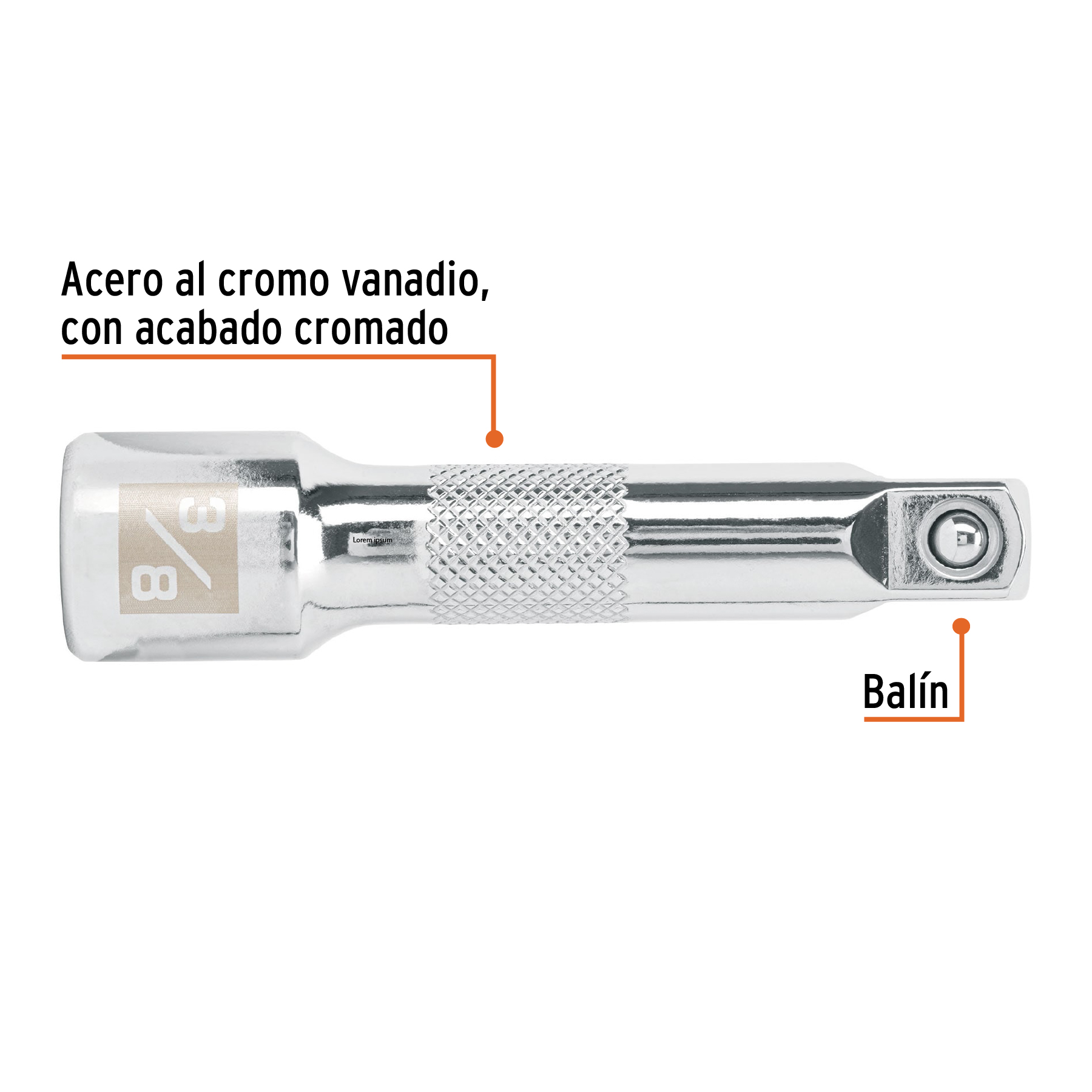 Extension de 3" para matraca para dados cuadro 3/8"