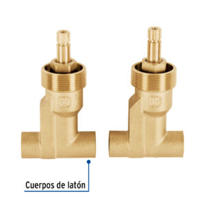 Juego 2 llaves regadera de laton de empotrar soldables