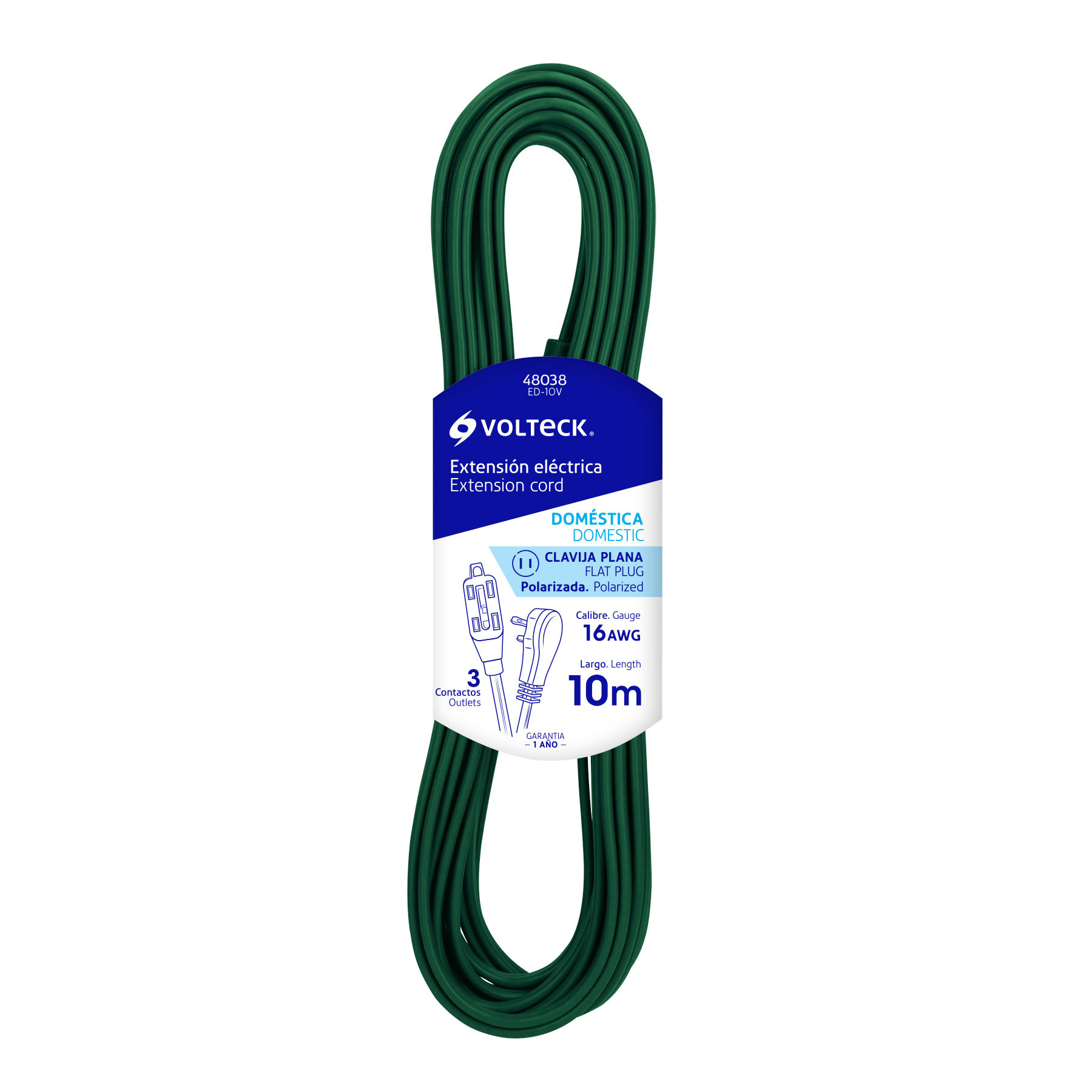 Extension electrica domestica 10m verde Volteck
