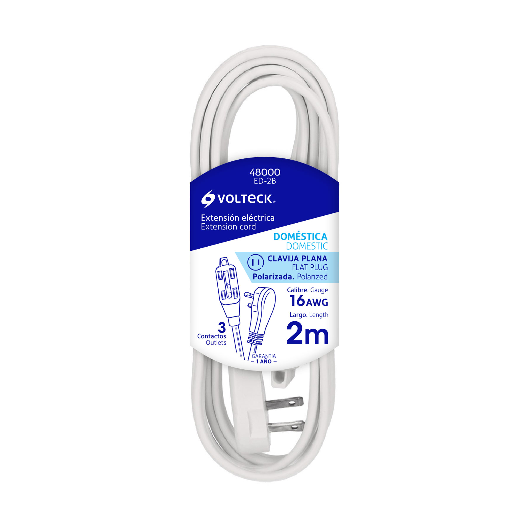 Extension electrica domestica 2m blanca Volteck