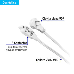 Extension electrica domestica 5m blanca Volteck