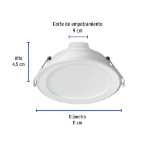 Lampara LED empotrado redondo, 7W, 6500K, Basic