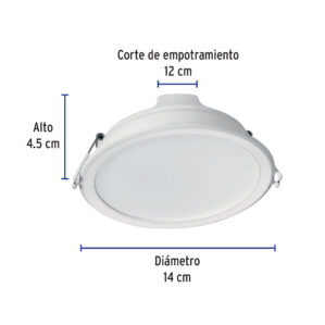 Lampara LED empotrado redondo 12w 6500k