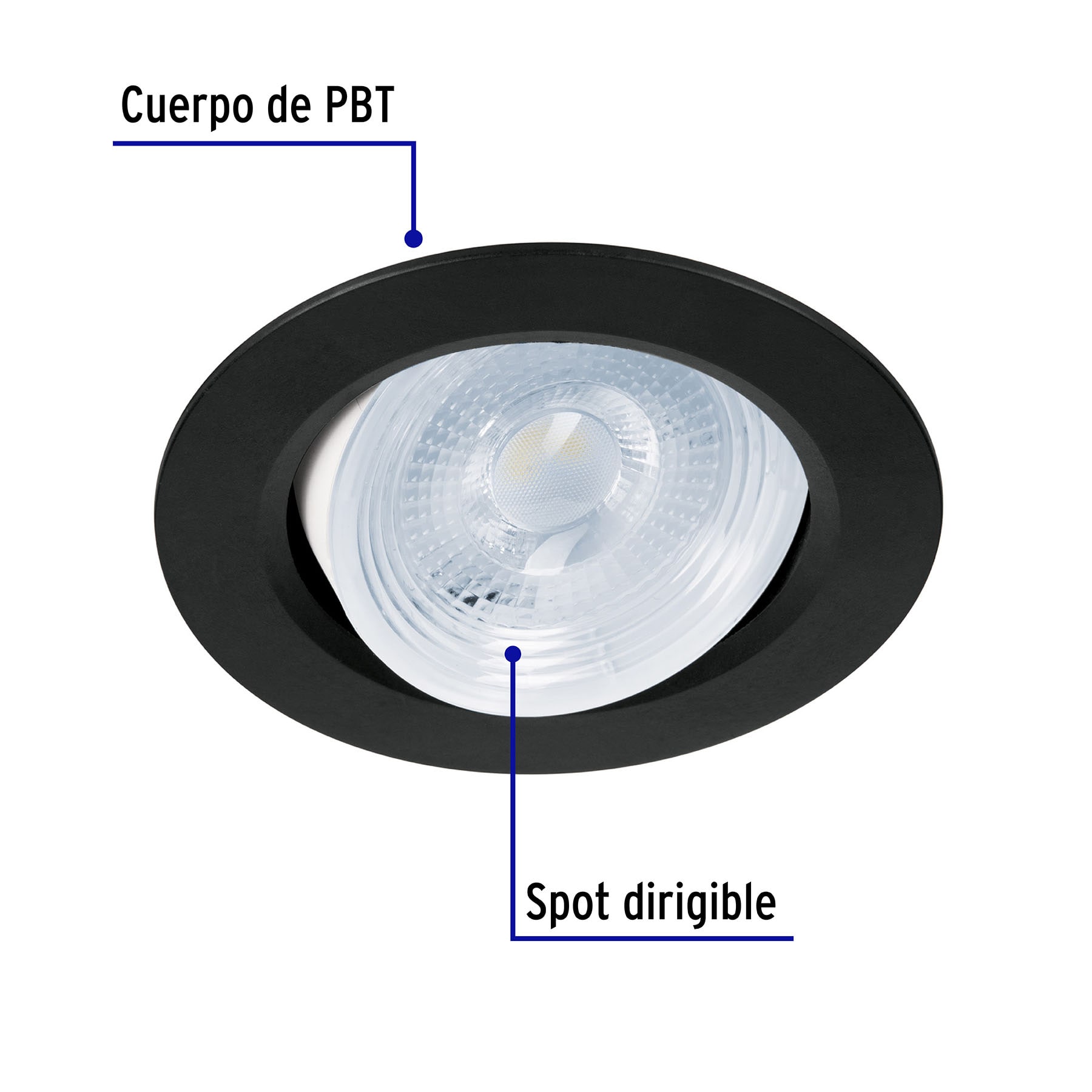 Lampara Empotrado, redondo, 5 W, 6500k, LED, negro