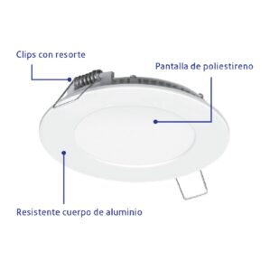 Lampara led slim de empotrar redondo 18w