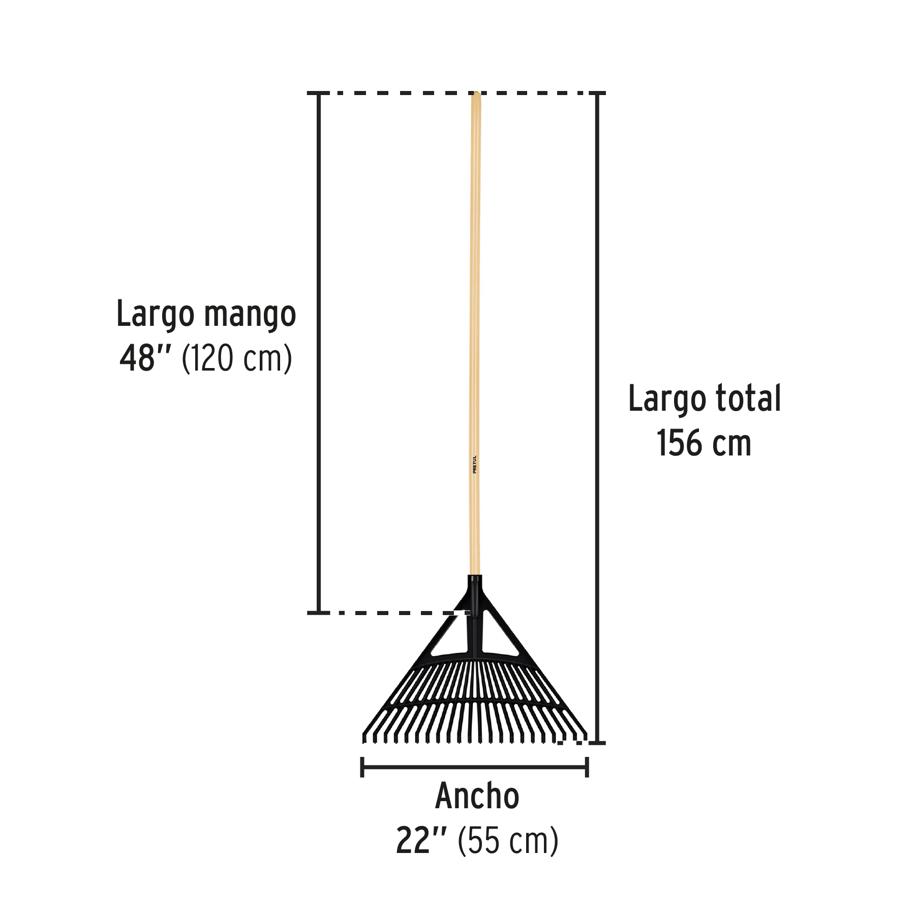 Escoba plastica jardin de 22 dientes 22" 55cm Pretul