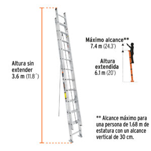 Escalera de extension tipo III 24 peldaños 150kg