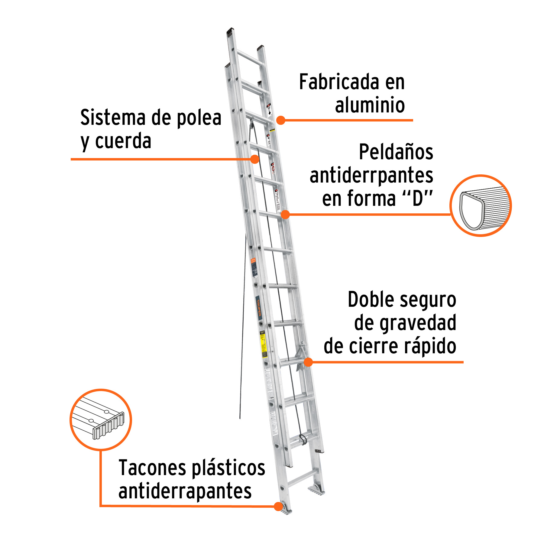 Escalera de extension tipo III 24 peldaños 150kg