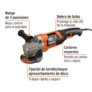 Esmeriladora angular 4-1/2" profesional 1300W