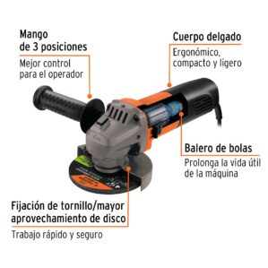 Esmeriladora angular 4-1/2" profesional 800W