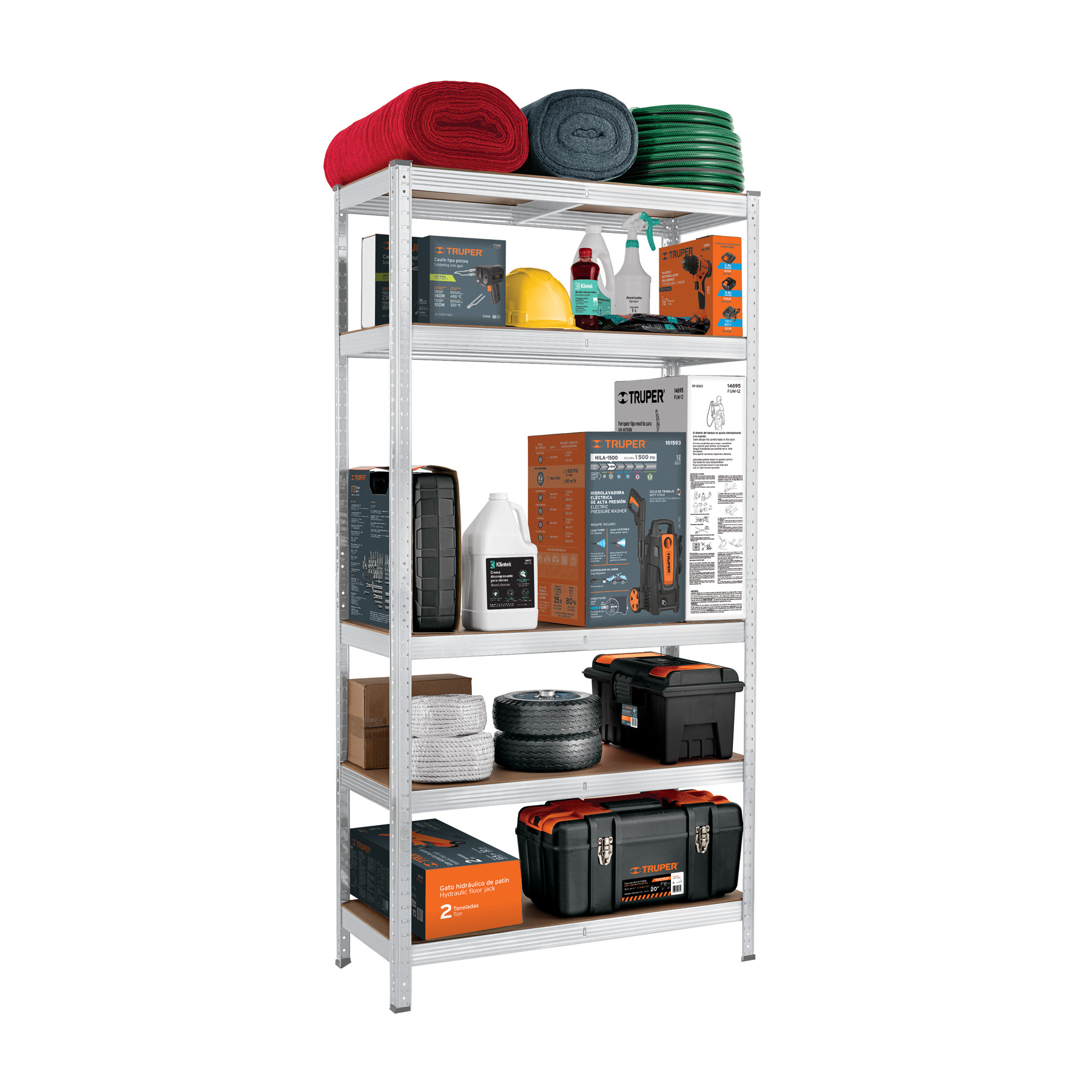 Estante metalico 5 repisas MDF 35kg por repisa 180x40x90 Pretul