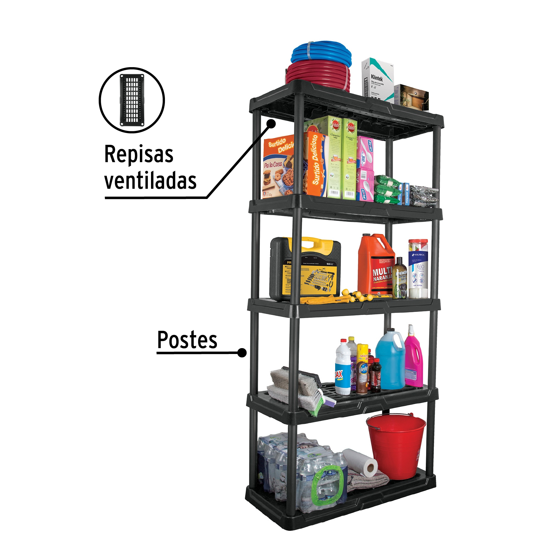 Estante plastico Pretul de 5 repisas