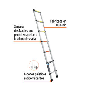 Escalera telescopica de 7 Peldaños Tipo II Capacidad 175kg