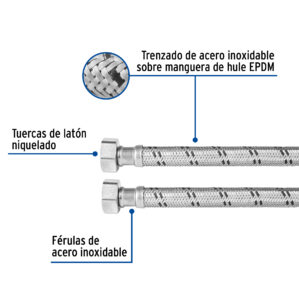 Manguera para Calentador de acero inox 3/4x3/4" de 80cm