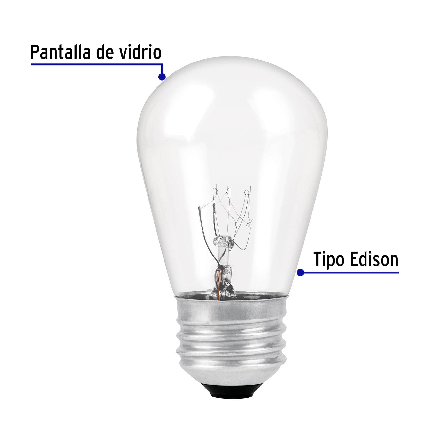 Lampara incandescente S14 de 11 W, 2200 K, E26/E27