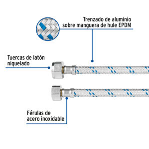 Manguera WC de 35cm de 1/2" x 7/8"