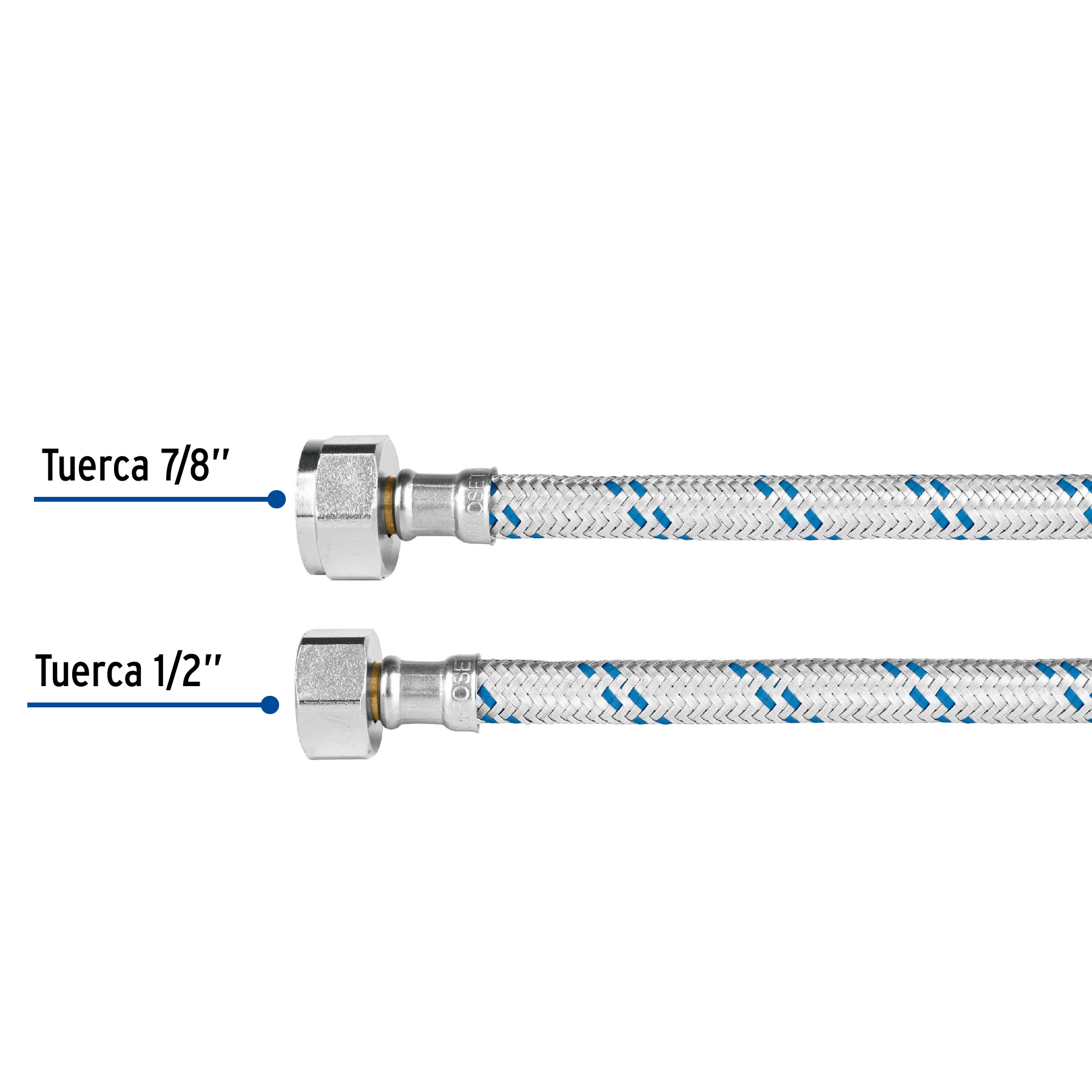 Manguera WC de 35cm de 1/2" x 7/8"