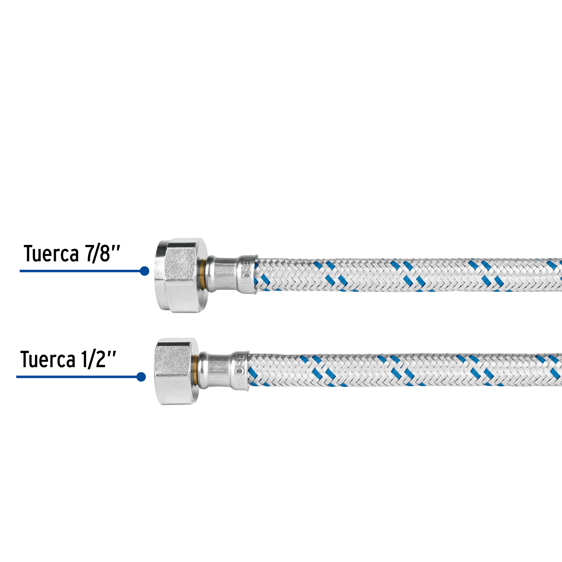 Manguera WC de 60cm de 1/2" x 7/8"