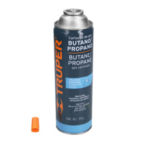 Lata de gas butano con valvula roscada