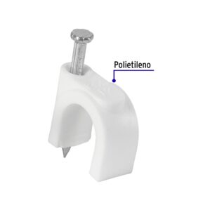 Grapa para cable redondo 10mm blanca bolsa con 20 piezas