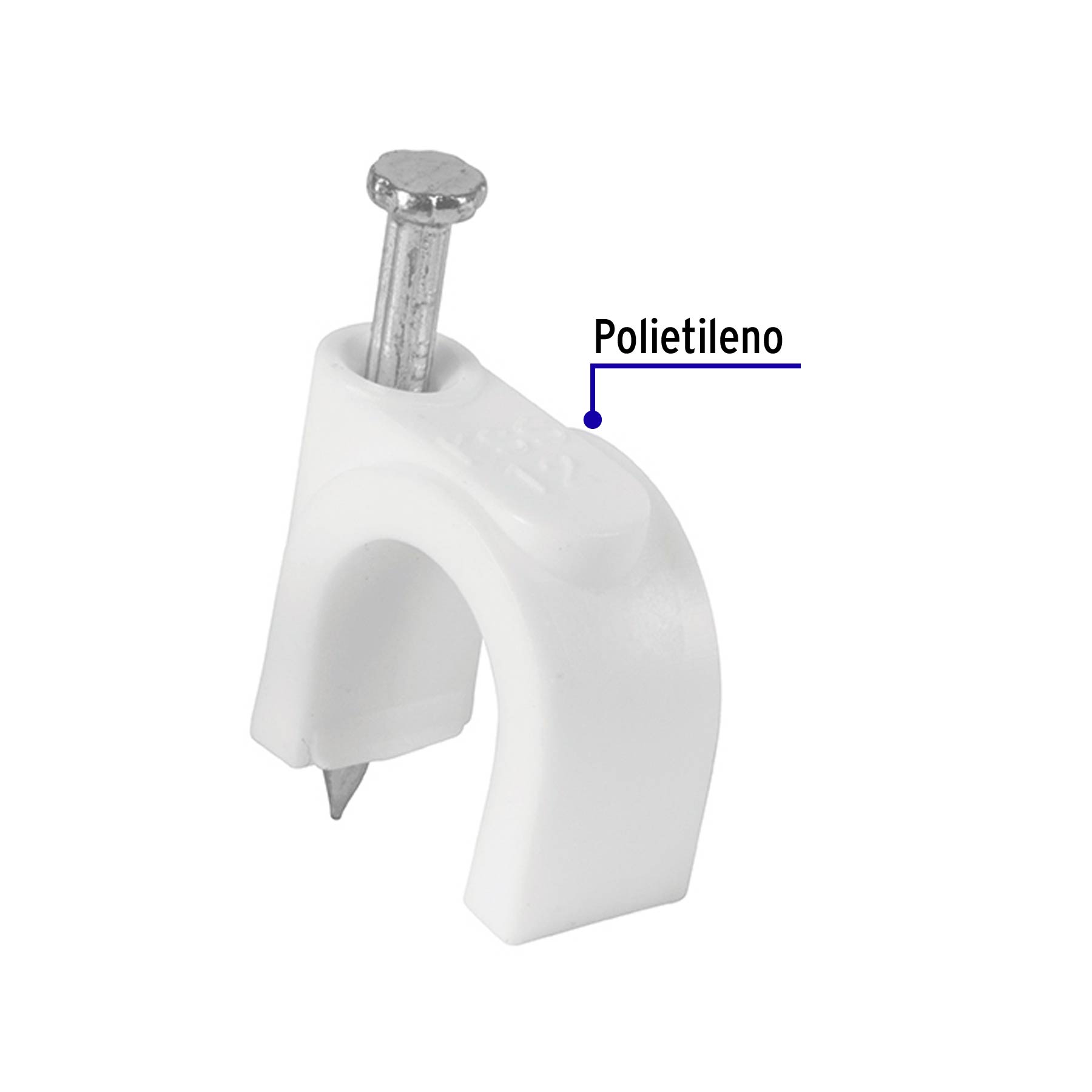 Grapa para cable redondo 10mm blanca bolsa con 20 piezas