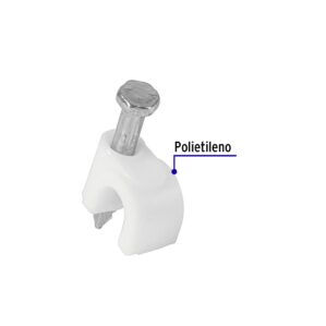 Grapa para cable redondo de 5mm blanca bolsa con 20 piezas