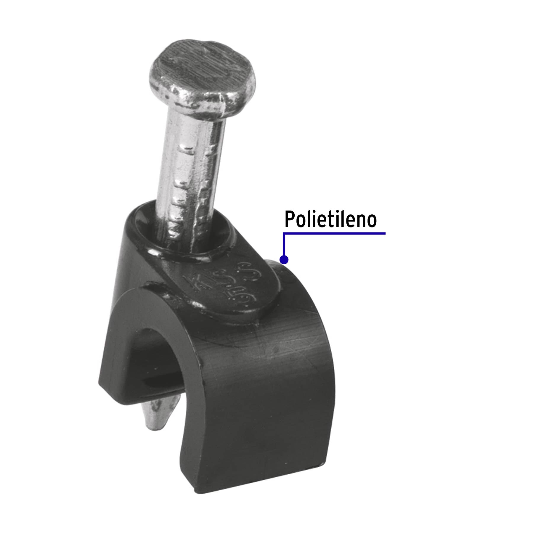 Grapa para cable redondo de 5mm negra bolsa con 20 piezas