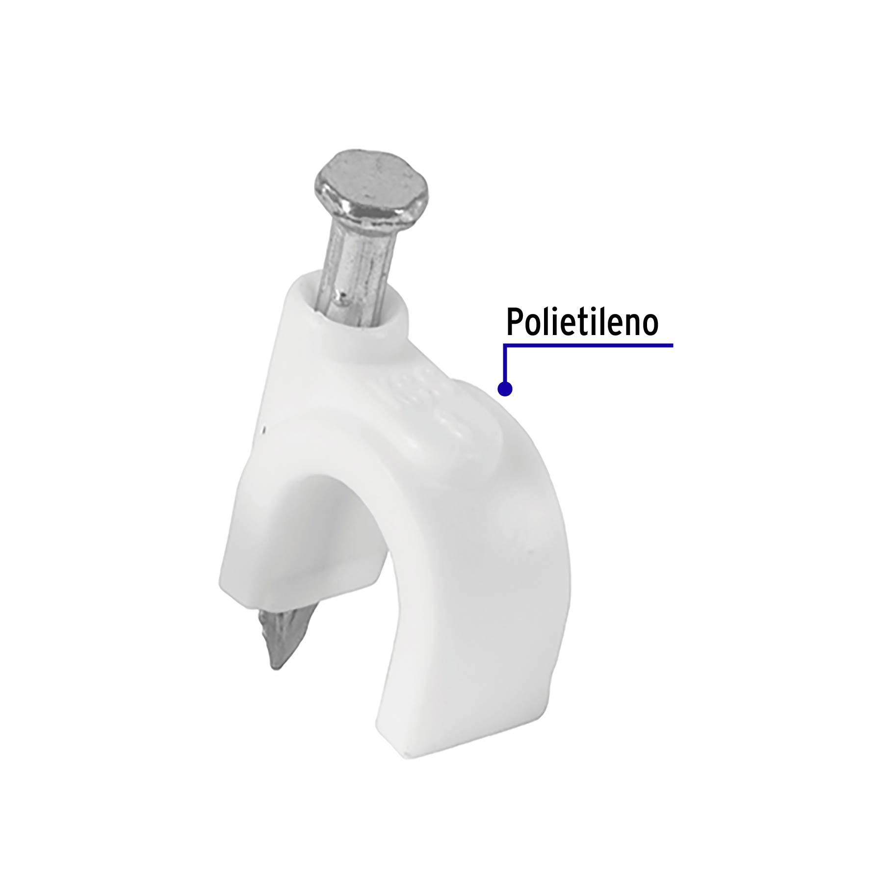 Grapa para cable redondo 8mm blanca bolsa con 20 piezas