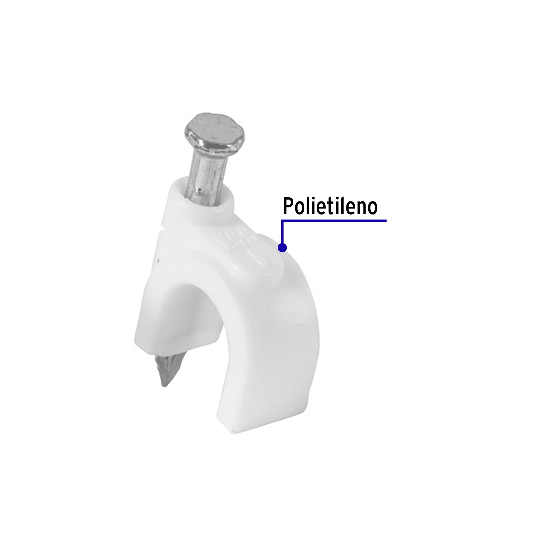 Grapa para cable redondo 8mm blanca bolsa 500 piezas