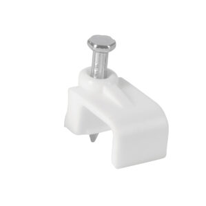 Grapa para cable plano 6x9.5mm blanca bolsa 20 pzas