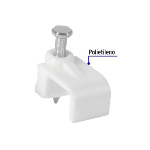 Grapa para cable plano 6x9.5mm blanca bolsa 20 pzas