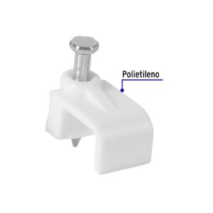 Grapa para cable plano 6x9.5mm blanca bolsa 500 pzas