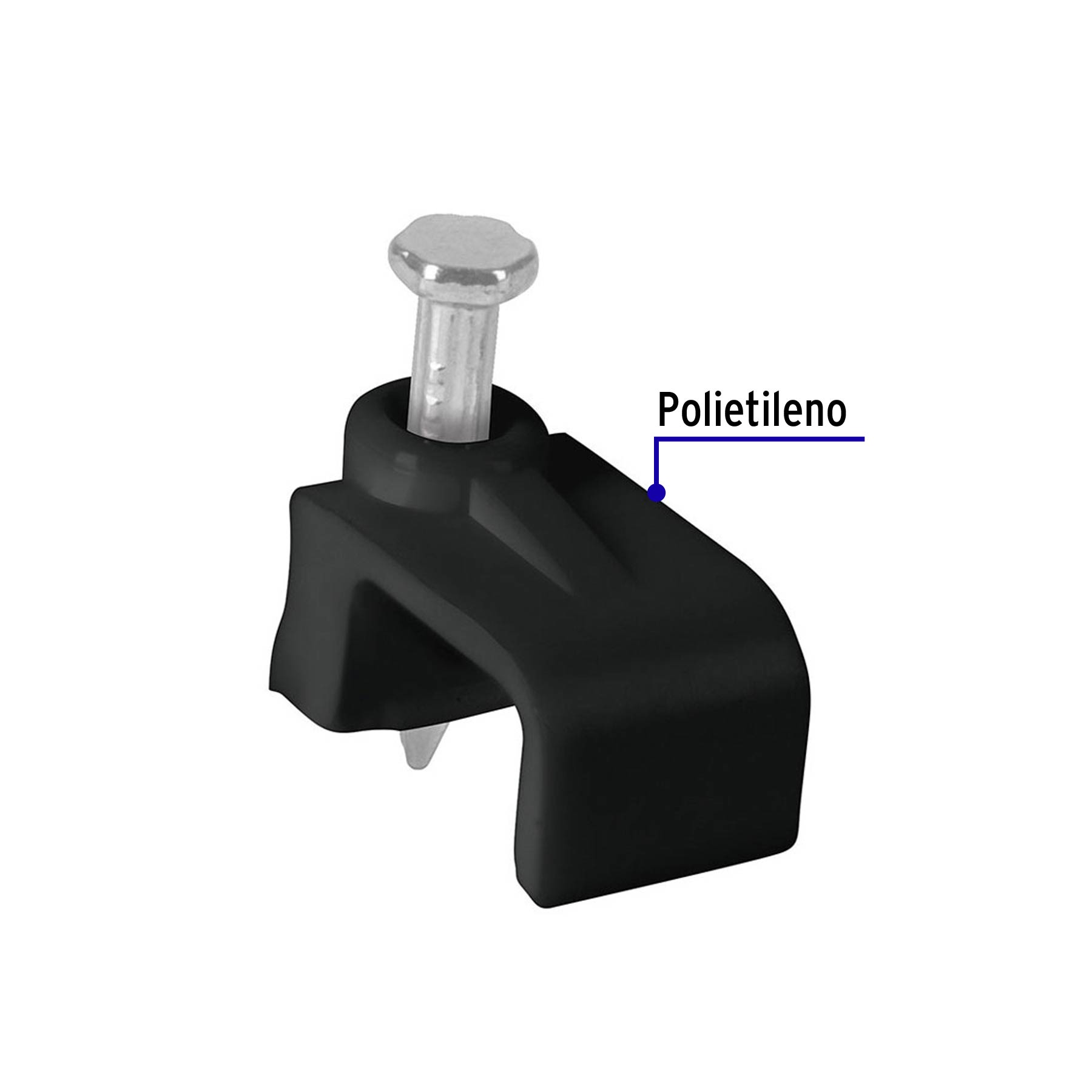 Grapa para cable plano 6x9.5mm Negra bolsa 20 pzas