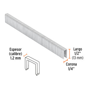 Grapas Calibre 18 de 1/2" Corona 1/4" Caja 5000 pzas