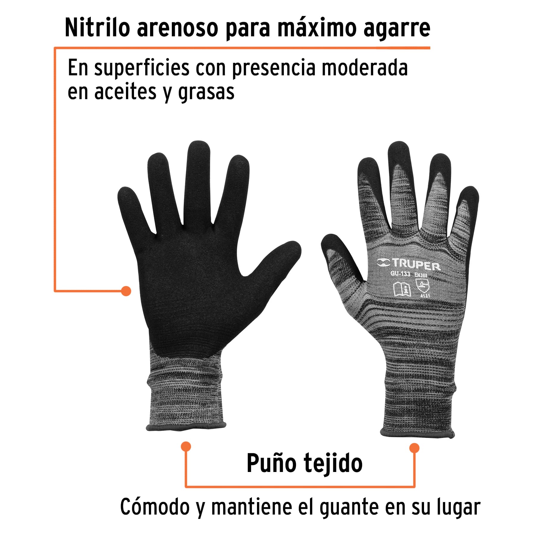 Guantes de nitrilo rugoso arenoso maximo agarre grandes