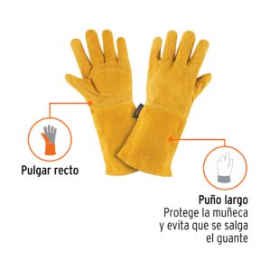 Guantes de carnaza largos soldar unitalla