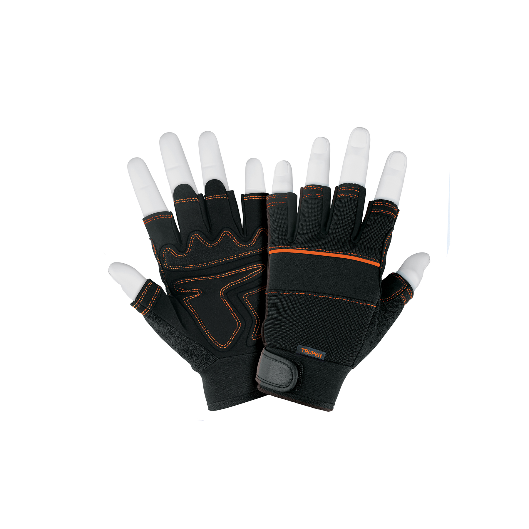 Guantes para mecanico cortos dedos palma carnaza sintetica