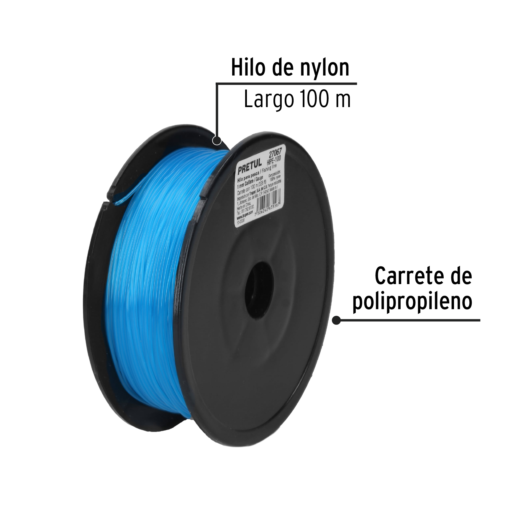 Hilo para albañil plomeria pesca 100m 1mm azul