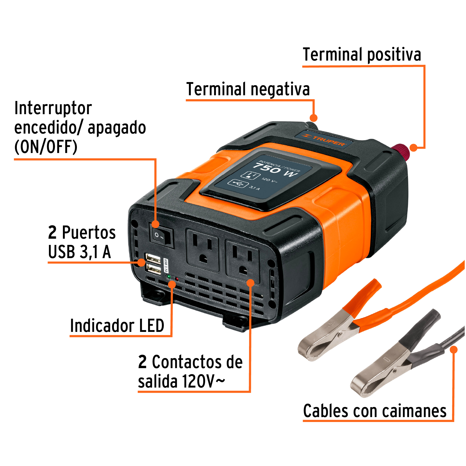 Inversor de corriente de 750w