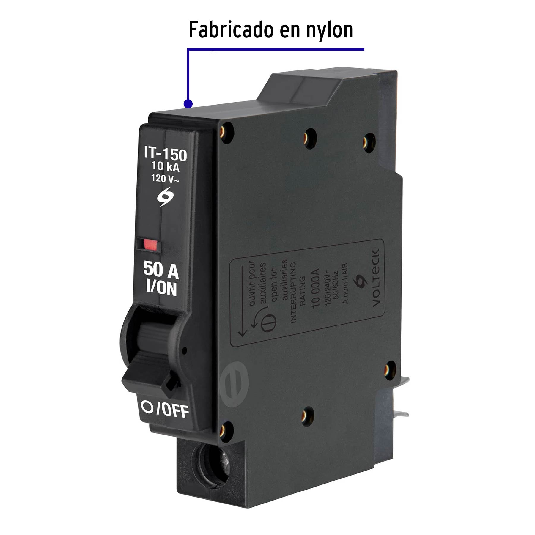 Interruptor termomagnetico 1 polo 50A Pastilla Volteck