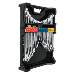 Juego de llaves combinadas 22 piezas estandar y mm Pretul