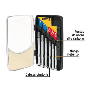 Juego con desarmadores de presicion 6 piezas