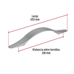 Jaladera de 128mm, linea Burgos, niquel, HERMEX