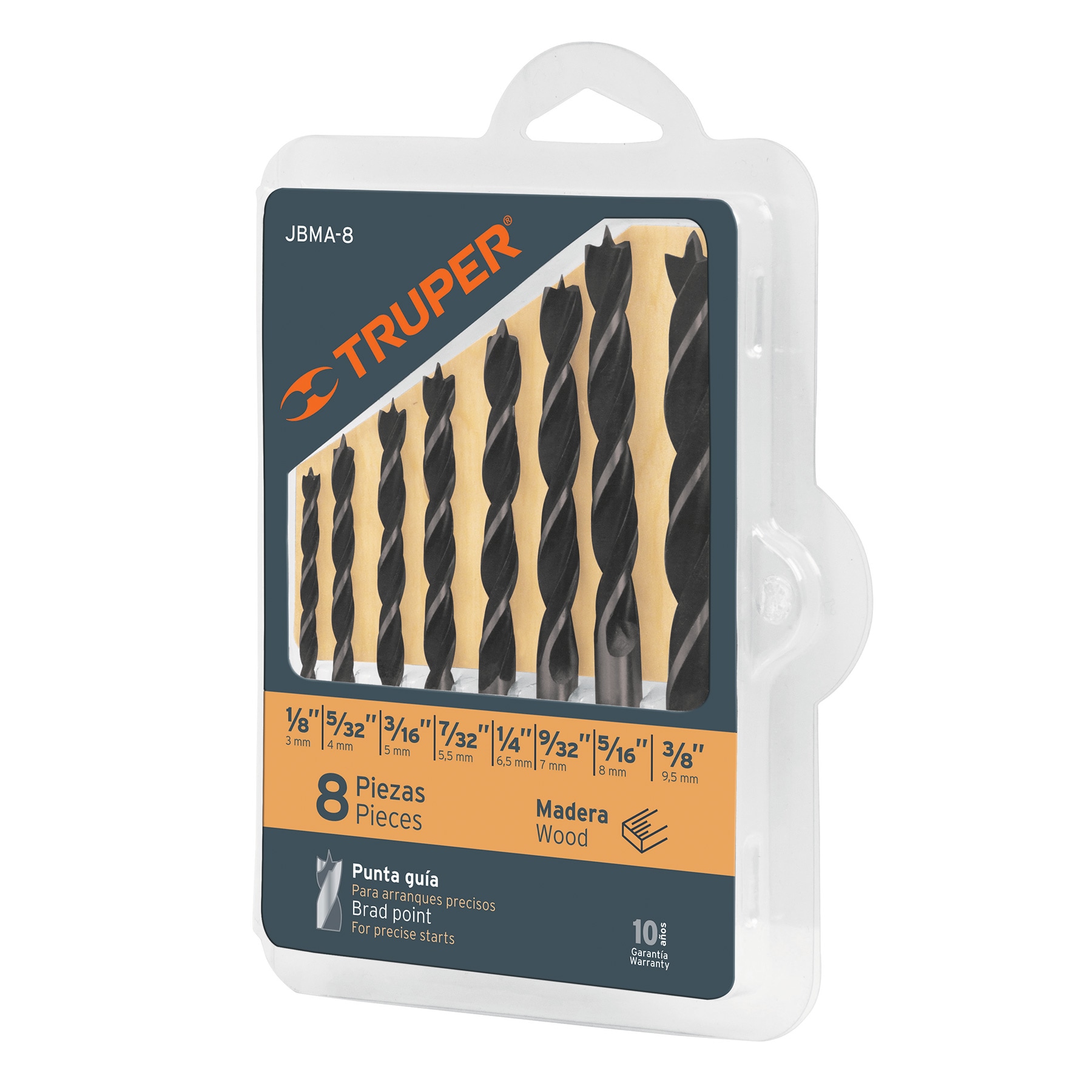 Juego de brocas para madera 8 piezas