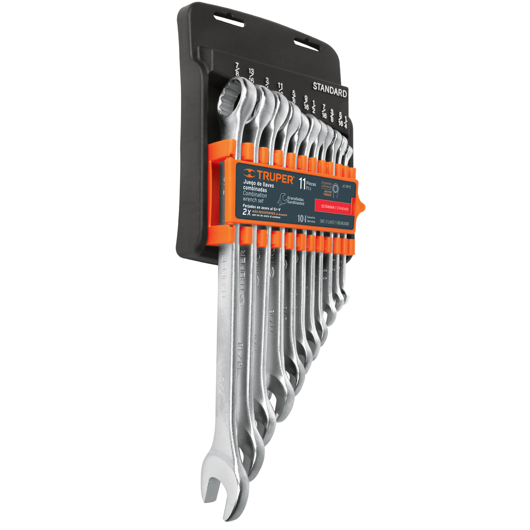 Juego de llaves combinadas 11 piezas granalladas