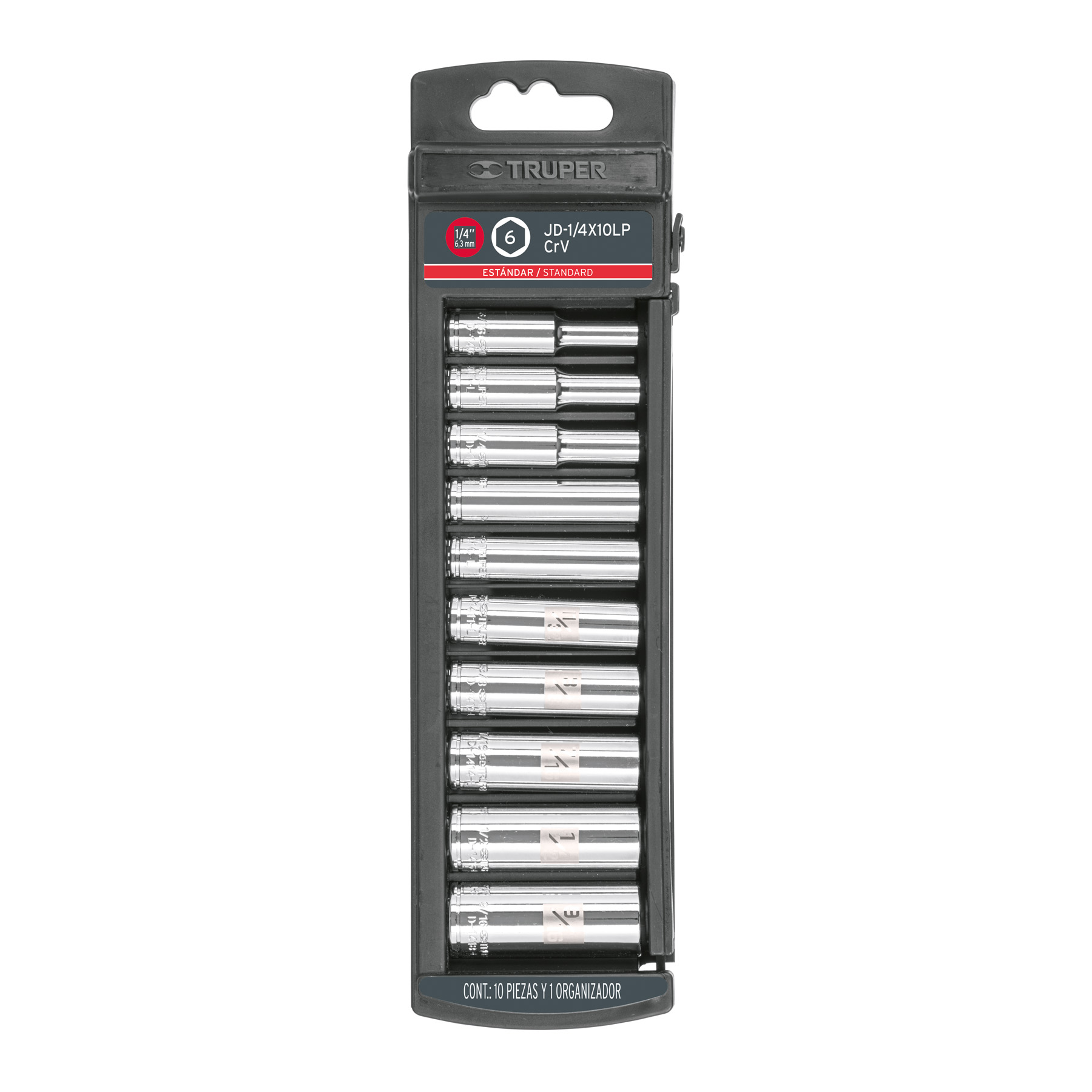 Juego de 10 dados largos standard Cuadro 1/4"