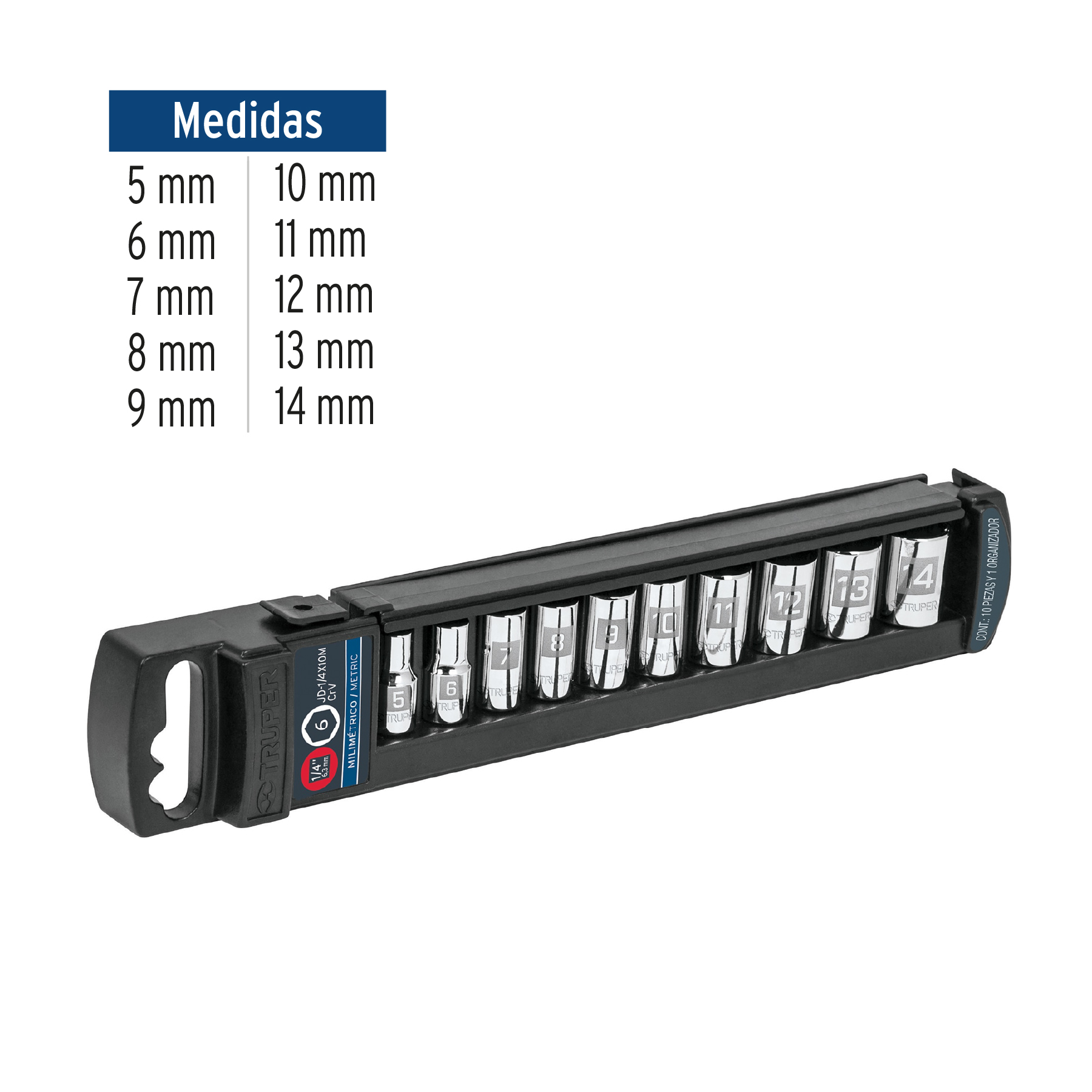 Juego de 10 dados milimetricos cuadro 1/4"
