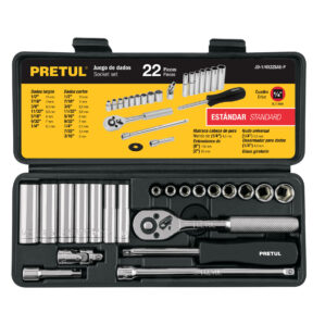 Juego de 22 herramientas 1/4" std para mecanico Pretul